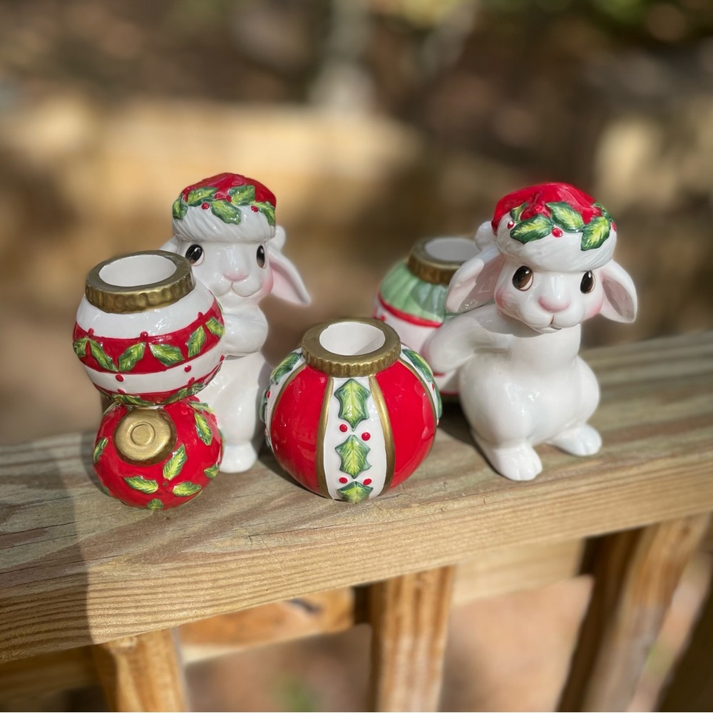 Bunnies Blooms Fritz and Floyd tapered candle holder. With box.